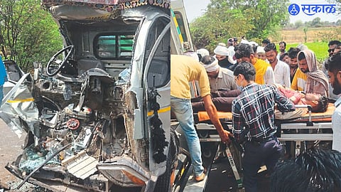 Damage to bus and cargo small elephant. In the second photo, the accident victims are being loaded into ambulances.