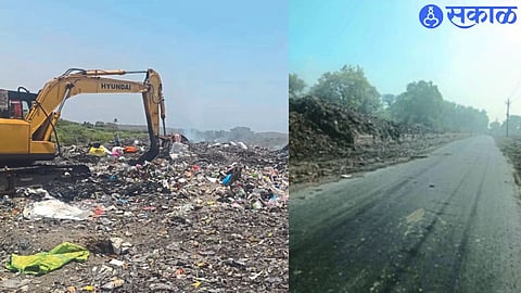 The ongoing work of collecting waste at one place through Poklane at the Municipal Waste Depot. In the second photo, the Varkhedi road cleared by picking up garbage.