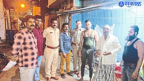 Police Inspector Prashant Ahire of Ayeshanagar during combing operation in the city. including police officers.