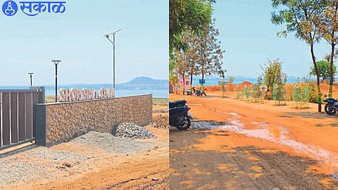 Illegal leveling of natural pits for parking. The work of Farm House is going on next to Gangapur Dam.