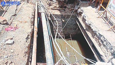 An open drain on the road