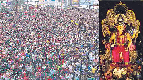 कोल्हापुरात 14 फूट उंचीच्या 'लालबागचा राजा'चे दिमाखात आगमन