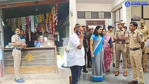 Police checking shop near school for Gutkha or similar items. Shrikant Dhiware and Dr. while discussing with the medical college of Jawahar Medical Foundation during the hostel inspection. Mamta Patil.