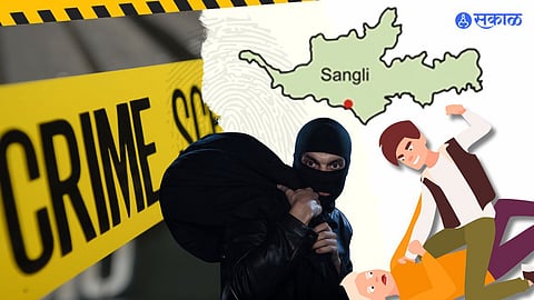 The scene of the robbery where a bank officer was assaulted and looted of 1.5 lakhs in Sangli. Two individuals have been arrested in connection with the crime.