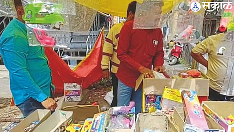 Crime Investigation Team in action against a shop selling firecrackers without permission