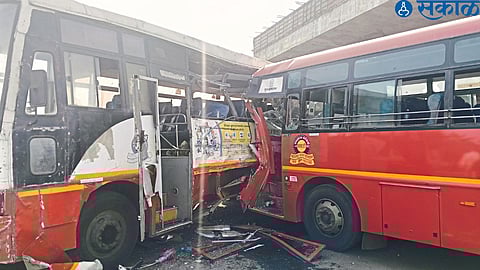 Bus damaged in collision on Kannada bypass road