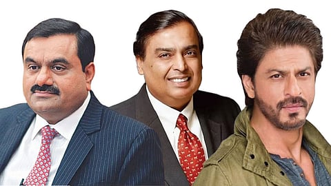 gautam adani, mukesh ambani and shahrukh khan