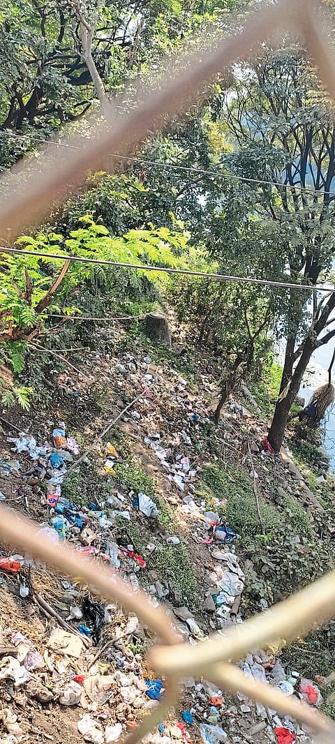 धनेश्वर मंदिराजवळच कचरा, राडारोडा