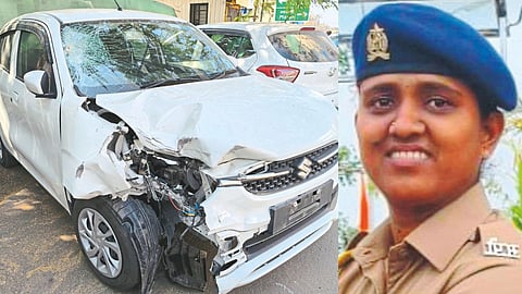 Woman Police Car Accident