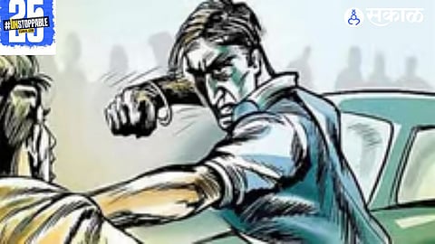 A violent clash erupted on Rankala Tower Road as a family dispute turned into a brawl, causing tension in the area.