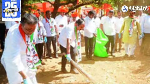 NCP volunteers actively participate in the cleanliness drive at the iconic Pratapgad Fort, aiming to restore and preserve its historical grandeur.