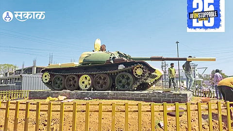 Udayanraje inaugurates the T-55 tank at Bhavikash Bank Chowk in Satara, adding a historic monument to the city's landscape."