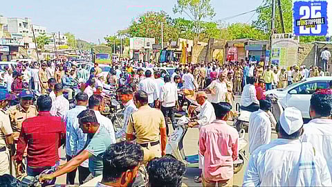 "Demolition drive begins in Nevasa as authorities remove 390 encroachments from Nevasa-Shirapur road to transform the city into a cantonment area.