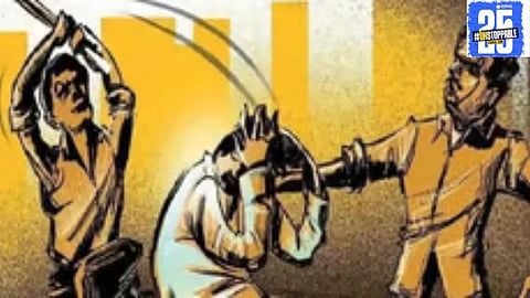 "Police file a case after a brutal assault on a family, including husband, wife, and child. Investigation underway at the city police station."