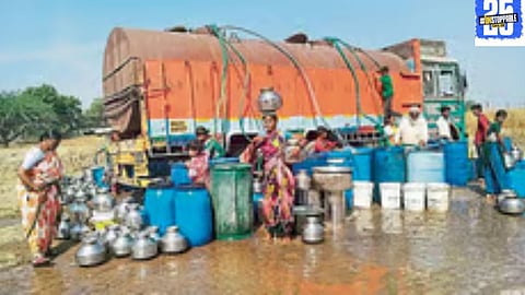 Water tankers providing relief to 28 villages in Shahapur Taluka, as the region faces severe water scarcity.