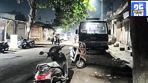 "Police investigating the scene of a violent gang war in Ulhasnagar, where four people were seriously injured during a daylight clash."