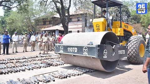 Traffic Police Use Bulldozer on Nearly 2000 Bullet Silencers