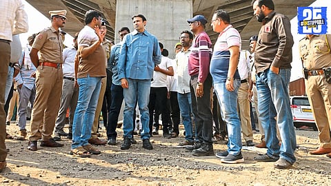 MLA Dr. Bhosale stresses on safety in flyover construction and provides instructions to NHAI officials."