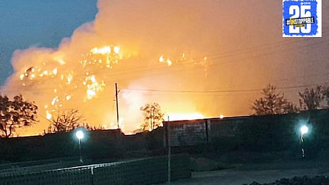 Fire breaks out at Sangamner's municipal garbage depot, creating smoke and pollution, with locals facing difficulties due to poor air quality.