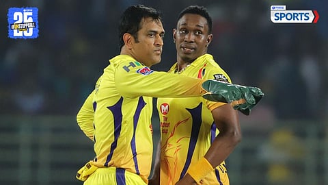 MS Dhoni and Dwayne Bravo