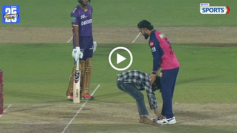 Fan Touching Riyan Parag Feet During KKR vs RR Match