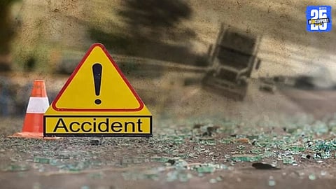 JCB accident site on Nerale–Mendheghar road in Patan taluka where a woman lost her life.