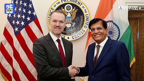 U.S. Trade Representative Jamieson Greer with Indian Minister of Commerce and Industry Piyush Goyal