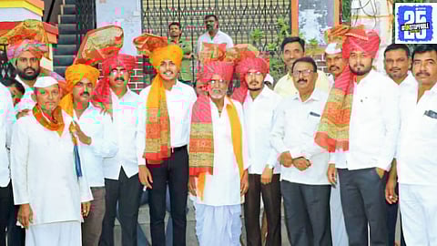 "Rohit Shinde and his family celebrate the achievement of his son becoming a police officer with a grand procession."