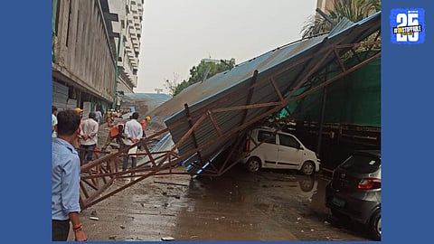 Worker Injured as Metal Shed Collapses