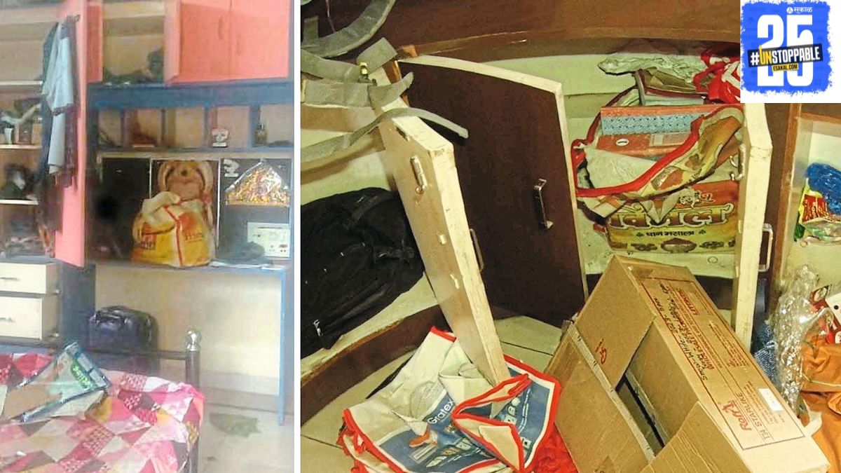 Thieves stole 10 lakh rupees by entering through the terrace in Rukmininagar, causing a major robbery in the area."