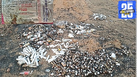 2.5 hectares of forest land in Tisangi reduced to ashes after alleged negligence by Animal Husbandry Department during medicine disposal.