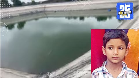 Villagers gather in shock at the farm pond in Mardi where a 9-year-old boy tragically drowned.