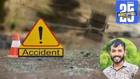 Scene from Pedgaon where a tragic bike accident claimed a man's life on his wedding anniversary.