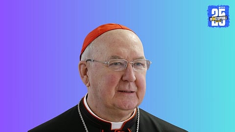 Cardinal Kevin Farrell addresses the media after being appointed interim head of the Vatican following the death of Pope Francis at age 88.