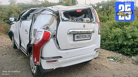 One person lost life and four others were injured after a vehicle lost control near Jintinaka and crashed; victims taken to private hospital.