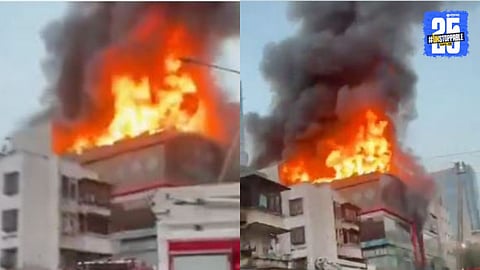 Massive fire engulfs electronics showroom in Mumbai's Bandra; 12 fire engines deployed for firefighting operations.