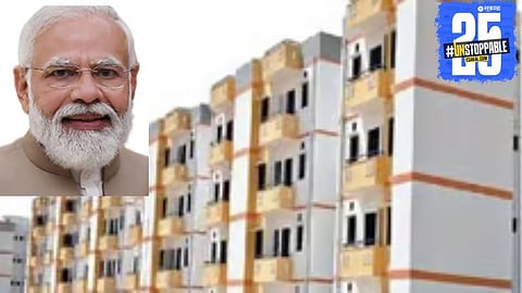 Ongoing construction of India’s mega housing project — 15,000 homes to be handed over soon, PM Modi expected at the inauguration.
