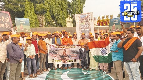 Protesters in Solapur burn Pakistani flag in response to the Pahalgam terror attack; strong condemnation from Hindu organizations.