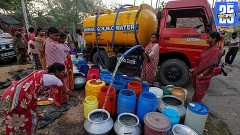 Villagers wait in queues as tankers arrive—105 villages now depend solely on tanker water.
