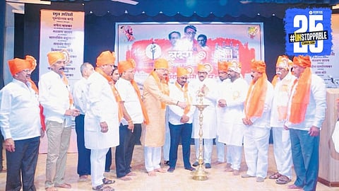 MLA Pravin Swami addressing party workers during the training camp focused on municipal elections strategy.