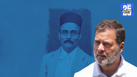 Satyaki Savarkar addressing the media after filing a legal petition against Rahul Gandhi over remarks on Veer Savarkar.