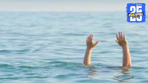 Rescue teams and locals at Anjarle beach after the drowning of a Pune tourist girl.