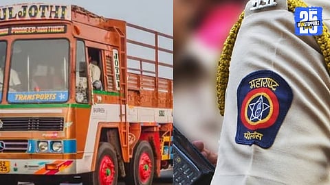 A Pune police officer caught on camera extorting money from a truck driver under the threat of legal action.
