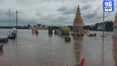 Floodwaters surround Chandrabhaga temples as Bhima and Neera rivers overflow; 21 barrages submerged, six people rescued in time.