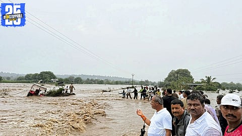 Khadki village youths rescue family from floodwaters in a dramatic late-night operation.