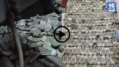 A shocking moment during raid as an engineer throws ₹500 currency bundles from a window; officials later seized ₹2.1 crore in cash in odisha