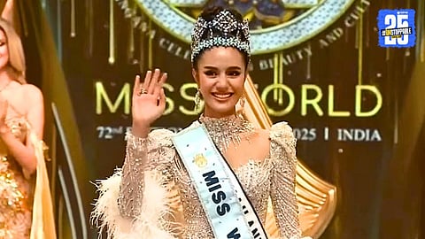 Suchata Chuangsri of Thailand crowned Miss World 2025 in India