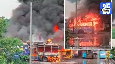 navi mumbai Electric Bus Fire