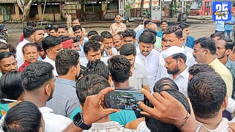 BJP workers clash with RTO officers during traffic action in Pandharpur, creating chaos on the scene.