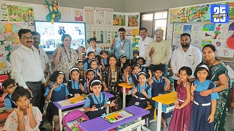 "Shirwal schoolgirls confidently interview CEO in English and converse in 10 languages — a celebration of talent and education."